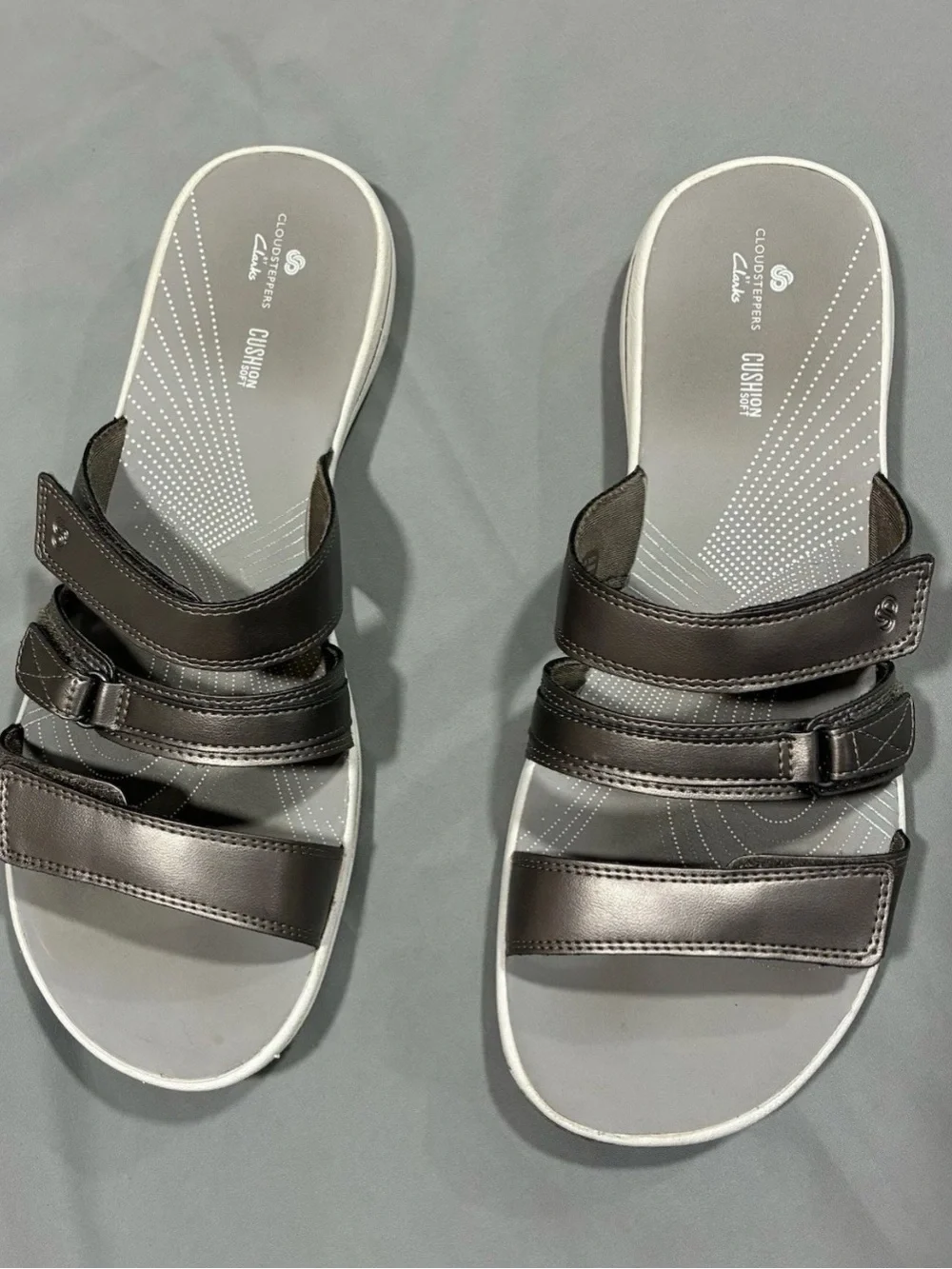 Clarks Brinkley Coast Silver Gray Slide Womens Could Steppers Sandals 11 M Slide